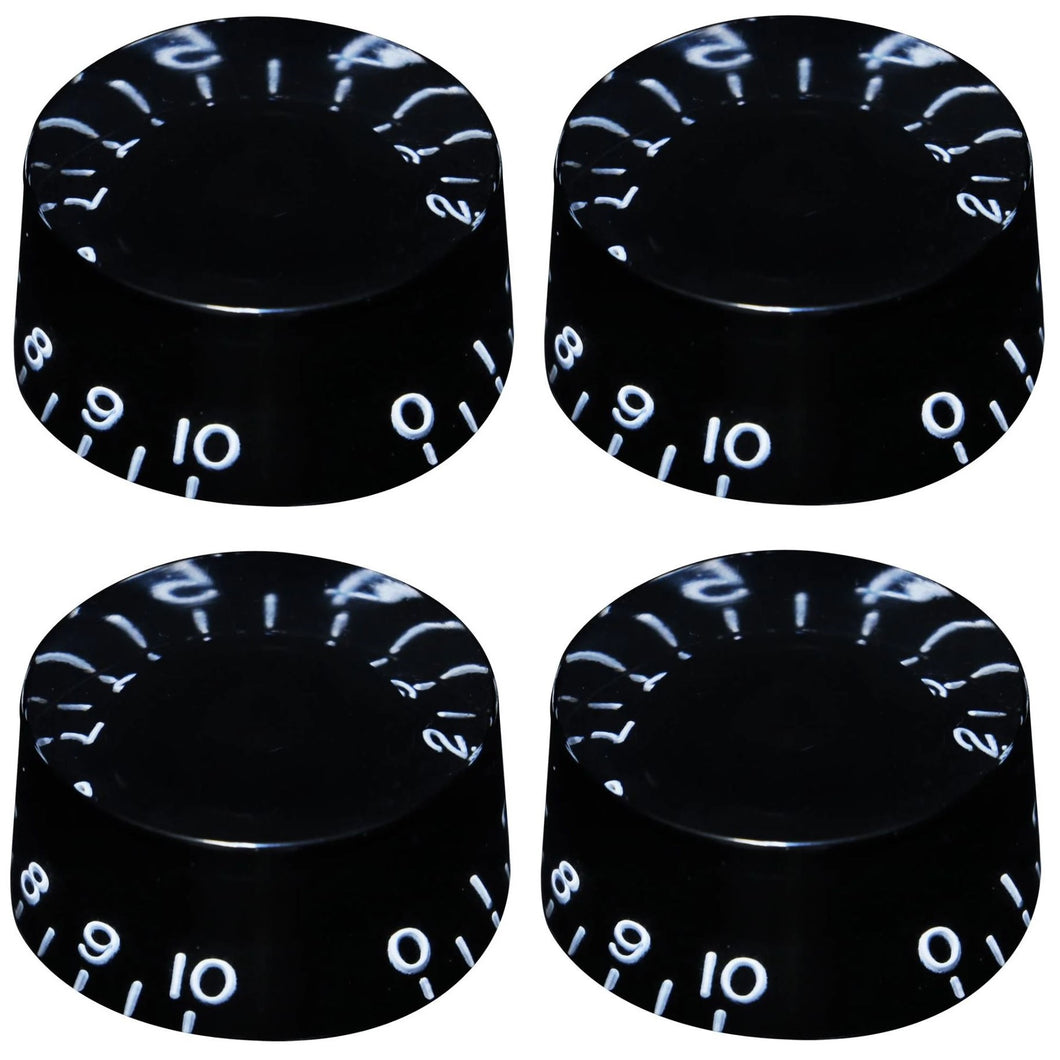 Speed Knob Set (4) For USA Gibson Guitars - Embossed Numbers - Black