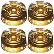 Load image into Gallery viewer, Speed Knob Set (4) For USA Gibson Guitars - Embossed Numbers - Gold
