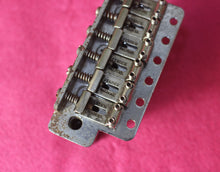 Load image into Gallery viewer, Aged Chrome Steel Block Tremolo Bridge for USA Stratocaster w/ Pat Pend Saddles #1
