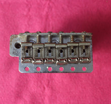 Load image into Gallery viewer, Aged Chrome Steel Block Tremolo Bridge for USA Stratocaster w/ Pat Pend Saddles #1
