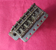 Load image into Gallery viewer, Aged Chrome Steel Block Tremolo Bridge for USA Stratocaster w/ Pat Pend Saddles #2
