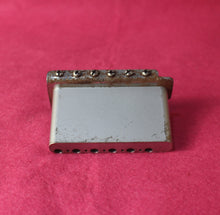 Load image into Gallery viewer, Aged Chrome Steel Block Tremolo Bridge for USA Stratocaster w/ Pat Pend Saddles #2
