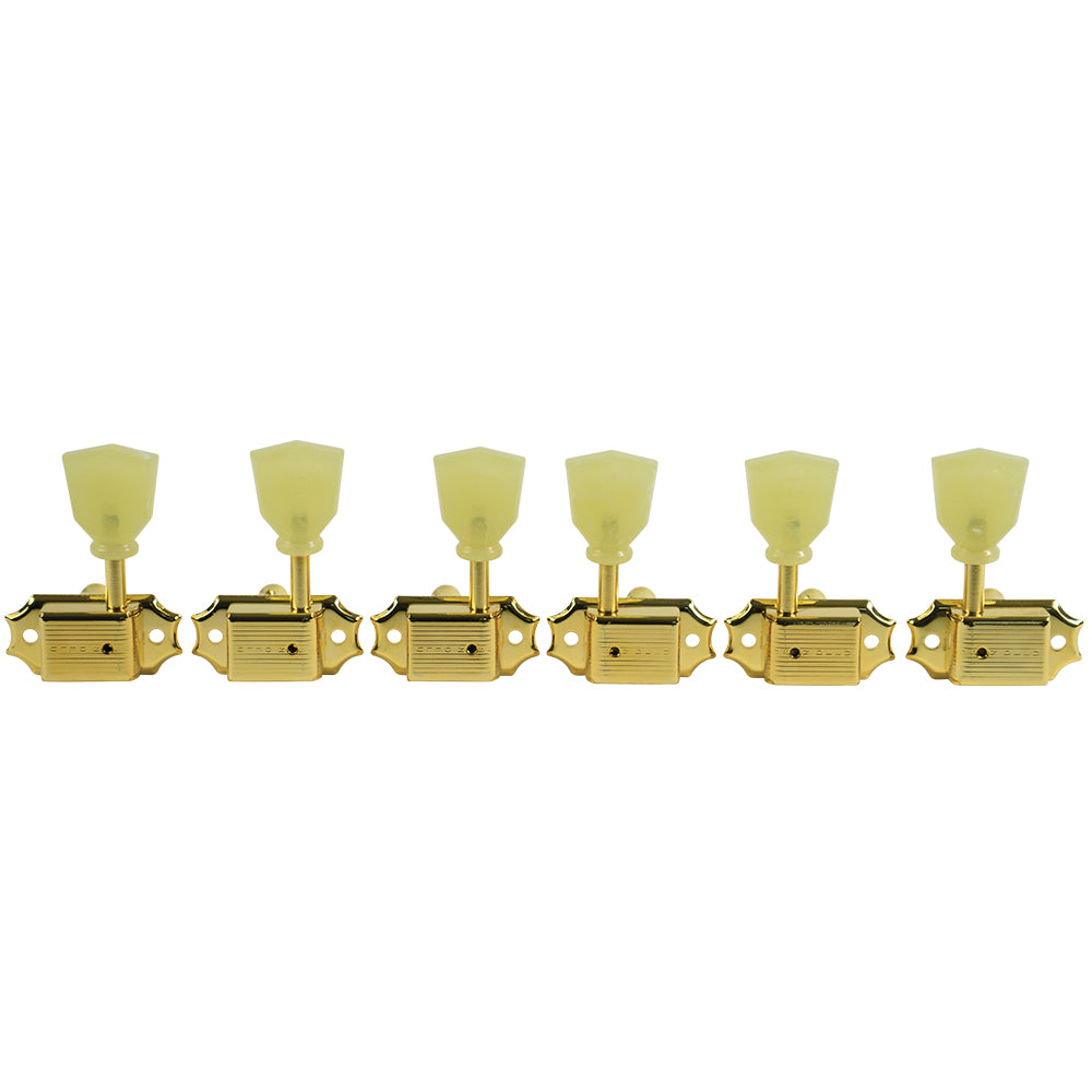 KLUSON SD90SLG 3 By 3 Single Line Tuners For GIBSON Les Paul Pearl Buttons Gold