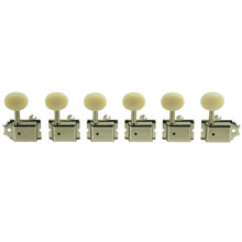 Load image into Gallery viewer, Kluson Vintage 6 in line Tuners for Fender Mustang  Plastic Buttons - KD-6B-NP
