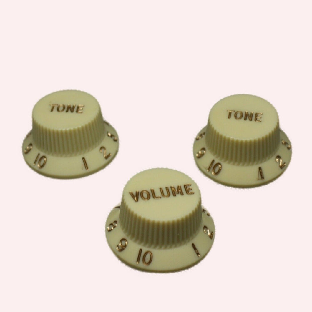 Genuine Fender Stratocaster Strat Knobs Set - Vintage Cream