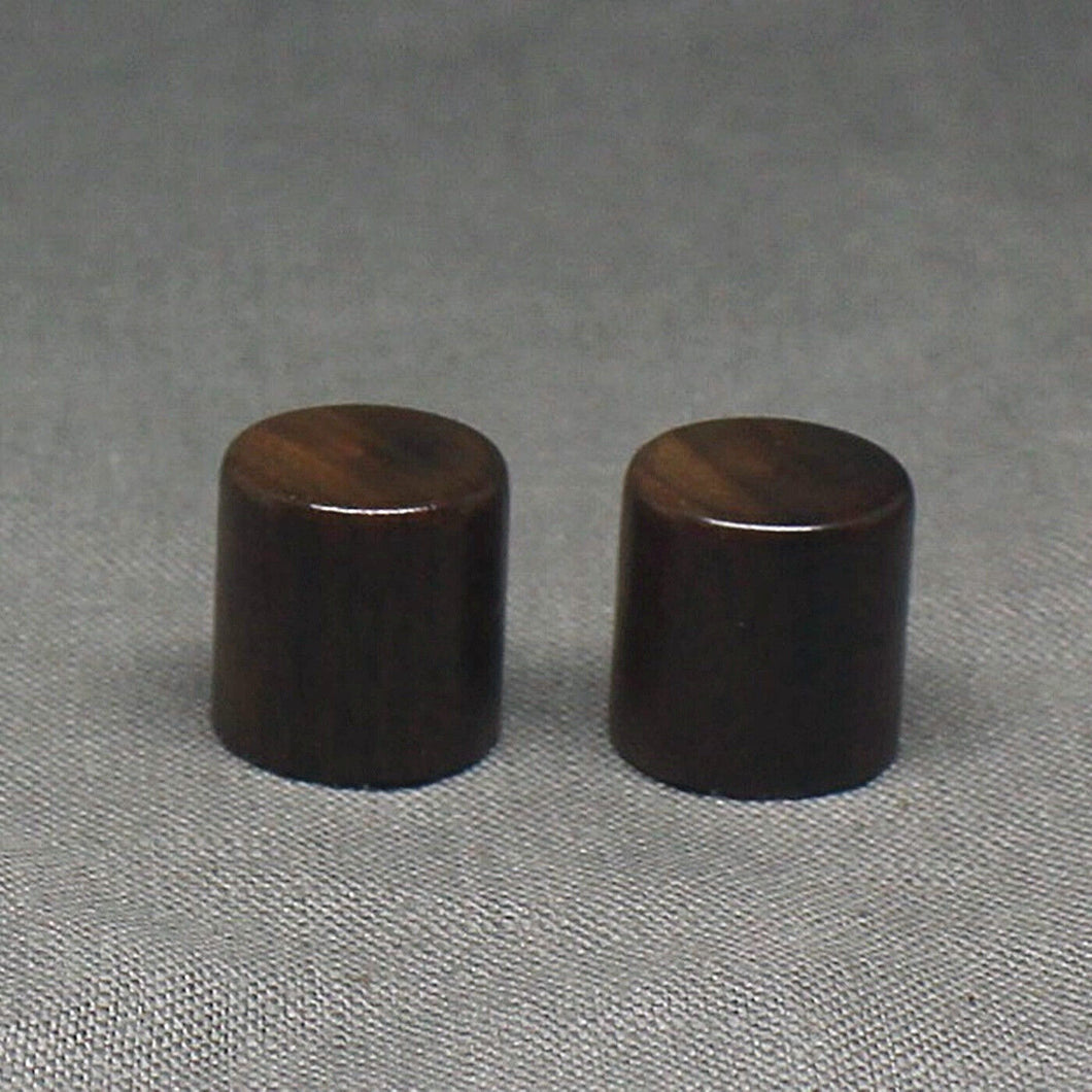 Walnut Wood Push-On Guitar Barrel Knobs (2) Metric For Tele or P Bass