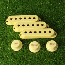 Load image into Gallery viewer, Cream Ivory 4 Spokes Knobs &amp; Pickup Covers Set For Strat
