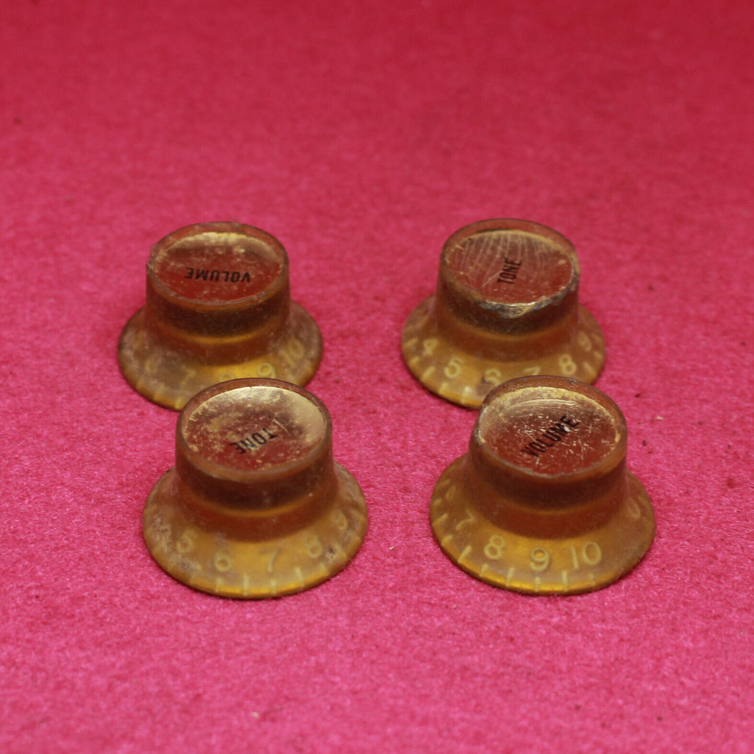 Vintage 1960s Gibson Gold Reflector Knob Set For Les Paul Custom ES335