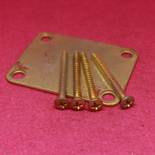 Load image into Gallery viewer, Aged Gold Neck Plate with Screws For Stratocaster Telecaster ANP124 Natural
