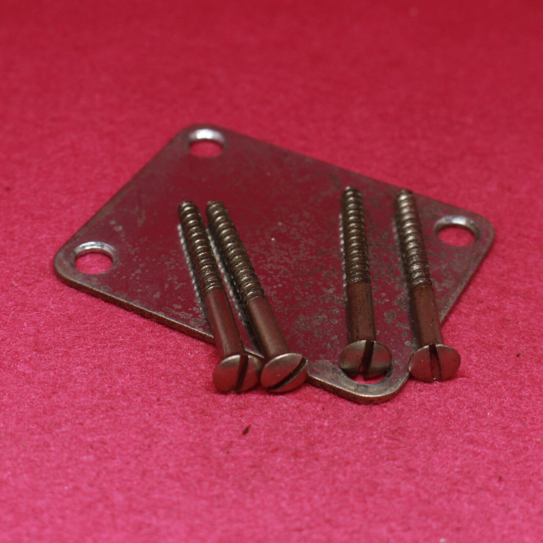 Aged Chrome Neck Plate with Slotted Screws For Telecaster ANP125