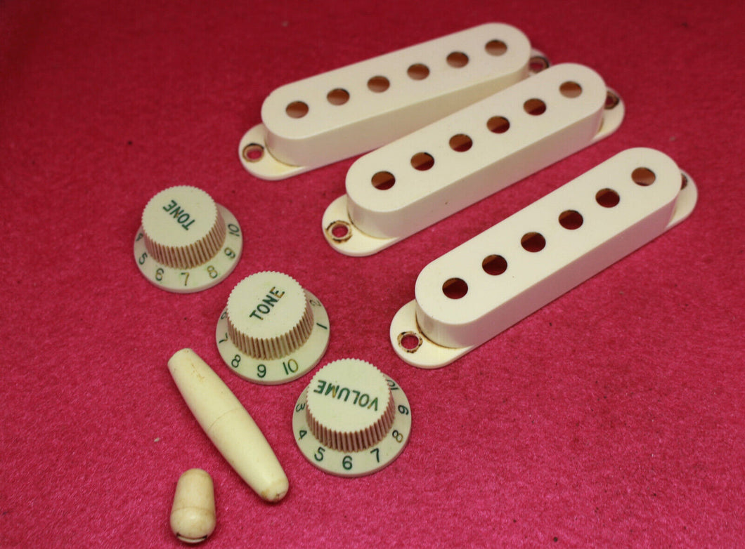 Aged Parchment White Pickup Covers Knobs Tip Set For Stratocaster PP176