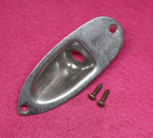 Load image into Gallery viewer, Heavily Aged Jack Plate For Stratocaster with Screws - Chrome
