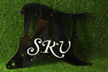 Load image into Gallery viewer, Aged SRV Pickguard w Knobs Cover Script Sticker + Custom Sticker 1 Ply
