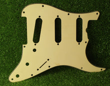 Load image into Gallery viewer, Aged 64 65 66 67 Pickguard For USA Strat Cream 3 Ply Thick Black Ply AGP13
