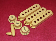 Load image into Gallery viewer, Aged Ivory  Pickup Covers Knobs Tip Set For Stratocaster PP174
