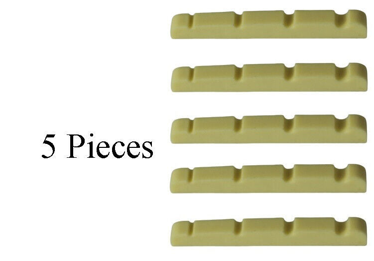 Bass Guitar Nut Plastic Graphite Compound For Jazz Bass 38mm x 3.5mm Ivory 5 Pcs