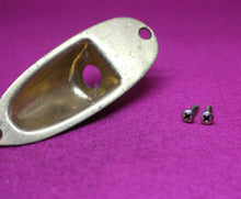 Load image into Gallery viewer, Heavily Aged Jack Plate For Stratocaster with Screws - Gold
