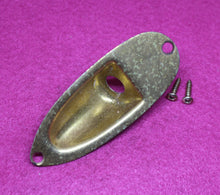 Load image into Gallery viewer, Heavily Aged Jack Plate For Stratocaster with Screws - Gold
