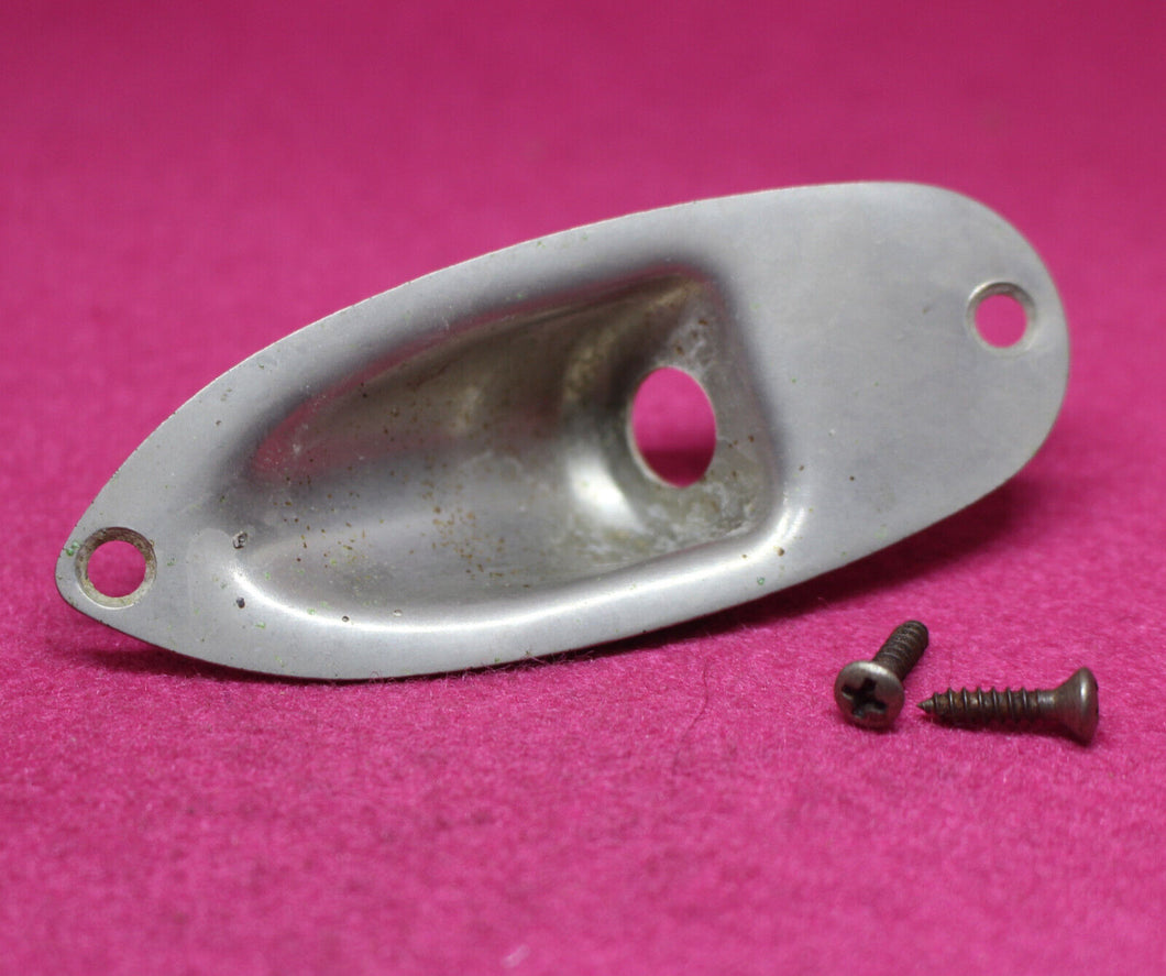 Heavily Aged Jack Plate For Stratocaster with Screws - Nickel