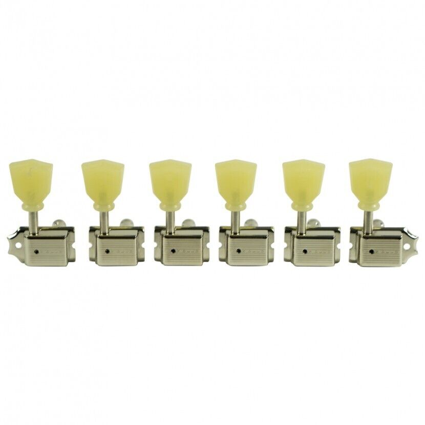 KLUSON 6 In Line Tuners For GIBSON EXPLORER W/ Pearl Buttons Nickel - KDE-6B-N