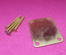 Load image into Gallery viewer, Aged Gold Serial Number Stamped Neck Plate w Screws For Strat Tele 1958 - 29XXX
