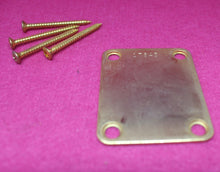 Load image into Gallery viewer, Aged Gold Serial Number Stamped Neck Plate w Screws For Strat Tele 1957 - 17XXX
