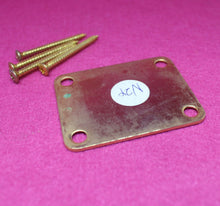 Load image into Gallery viewer, Aged Gold Serial Number Stamped Neck Plate w Screws For Strat Tele 1957 - 17XXX
