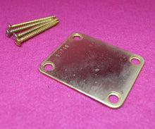 Load image into Gallery viewer, Aged Gold Serial Number Stamped Neck Plate w Screws For Strat Tele 1956 - 15XXX
