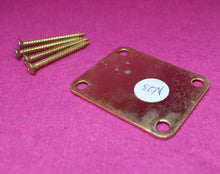 Load image into Gallery viewer, Aged Gold Serial Number Stamped Neck Plate w Screws For Strat Tele 1956 - 15XXX
