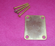 Load image into Gallery viewer, Aged Gold Serial Number Stamped Neck Plate w Screws For Strat Tele 1958 - 28XXX
