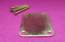 Load image into Gallery viewer, Aged Gold Serial Number Stamped Neck Plate w Screws For Strat Tele 1958 - 28XXX
