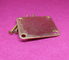 Load image into Gallery viewer, Aged Gold Serial Number Stamped Neck Plate w Screws For Strat Tele 1957 - 18XXX
