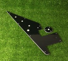 Load image into Gallery viewer, 58 Flying V Pickguard Replacement w/ Round Jack Plate - Black 3 Ply
