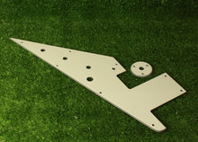 Load image into Gallery viewer, 58 Flying V Pickguard Replacement w/ Round Jack Plate - Parchment 3 Ply
