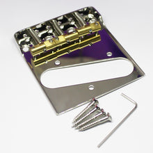 Load image into Gallery viewer, BP-032-NI Telecaster Guitar Bridge Cut off Walls w/ Compensated Brass Saddles Tele - Nickel
