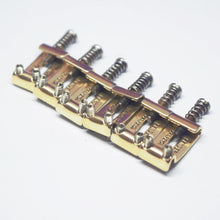 Load image into Gallery viewer, BP-036E-AGGP - Aged Pat Pend. Saddles For Stratocaster Bridges - Gold
