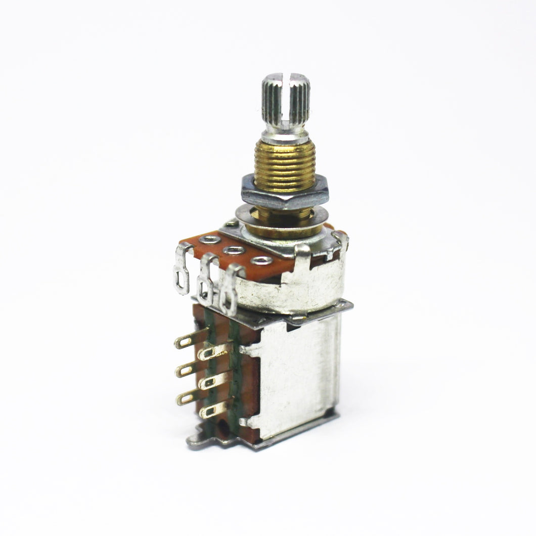 GE-067-PP - Alpha Imperial Size Potentiometer w/ Push Pull Switch Brass Shaft - A250K