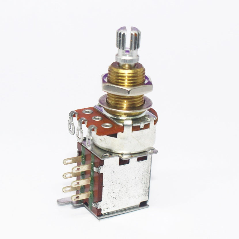 GE-083-PS - Alpha Metric Potentiometer w/ Push Push Switch Brass Shaft  - A500K